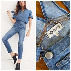 Madewell Skinny Overalls Denim Zip Jumpsuit Kemp Wash Sz XS